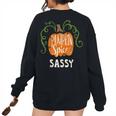 Sassy Pumkin Spice Fall Matching For Family Women's Oversized Sweatshirt Back Print Black