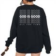 God Is Good All The Time Christian Worship Preachers Women's Oversized Sweatshirt Back Print Black