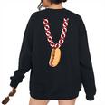 Hot Dog 4Th Of July Necklace Patriotic Food Lover Patriotic Women's Oversized Sweatshirt Back Print Black