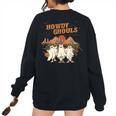 Howdy Ghouls Western Country Cowgirl Halloween Spooky Season Women's Oversized Sweatshirt Back Print Black