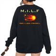 MILF Man I Love Fireball - 8 Bit Vintage Women's Oversized Sweatshirt Back Print Black