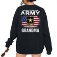 Proud To Be An Army Grandma With American Flag Veteran Women's Oversized Sweatshirt Back Print Black