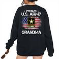 Us Army Proud Grandma Proud Grandma Of A Us Army Veteran Women's Oversized Sweatshirt Back Print Black