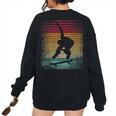 Vintage Retro Style Skateboarding Skate Skater Classic Women's Oversized Sweatshirt Back Print Black