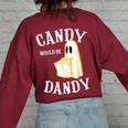 Candy Trick Or Treat Halloween Vintage Retro Americana 1950S Halloween Women's Oversized Sweatshirt Back Print Maroon