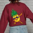 Dabbing Pineapple Hawaii Dab Dance Hawaiian Kids Women's Oversized Sweatshirt Back Print Maroon