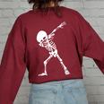 Dabbing Skeleton - Halloween Dab Skull Women Oversized Sweatshirt Back Print Maroon