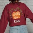 King Pumkin Spice Fall Matching For Family Women's Oversized Sweatshirt Back Print Maroon