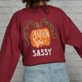 Sassy Pumkin Spice Fall Matching For Family Women's Oversized Sweatshirt Back Print Maroon