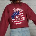 Happy 4Th Of July Vintage Sunflower American Flag Patriotic Patriotic Women's Oversized Sweatshirt Back Print Maroon