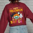 Happy Halloween Its My Birthday Born On 31St October Halloween Women's Oversized Sweatshirt Back Print Maroon