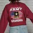 Proud To Be An Army Grandma With American Flag Veteran Women's Oversized Sweatshirt Back Print Maroon