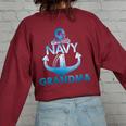 Proud Navy Grandma Lover Veterans Day Women's Oversized Sweatshirt Back Print Maroon