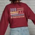 Retro Birmingham Area Code 205 Residents State Alabama Women's Oversized Sweatshirt Back Print Maroon