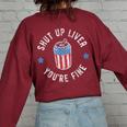 Shut Up Liver Youre Fine 4Th Of July Drinking Beer Vintage Drinking s Women's Oversized Sweatshirt Back Print Maroon