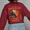 Women Vintage Cute Sister-In-Law Witch Halloween 2021 Halloween 2021 Women's Oversized Sweatshirt Back Print Maroon
