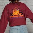 Vintage Trick Or Treat Halloween No Tricks Just Treats Candy Halloween Women's Oversized Sweatshirt Back Print Maroon