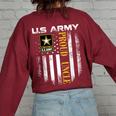 Vintage Us Army Proud Uncle With American Flag Women's Oversized Sweatshirt Back Print Maroon