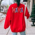 4Th Of July Mama And Mini Mommy And Me Matching Outfits Mommy Women's Oversized Sweatshirt Back Print Red
