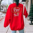 Blessed By God For 90 Years 90Th Birthday Vintage Women's Oversized Sweatshirt Back Print Red