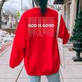God Is Good All The Time Christian Worship Preachers Women's Oversized Sweatshirt Back Print Red
