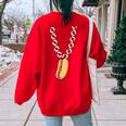 Hot Dog 4Th Of July Necklace Patriotic Food Lover Patriotic Women's Oversized Sweatshirt Back Print Red