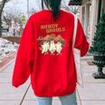 Howdy Ghouls Western Country Cowgirl Halloween Spooky Season Women's Oversized Sweatshirt Back Print Red