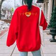Love Armadillo Heartbeat Vintage Retro Armadillo Women's Oversized Sweatshirt Back Print Red
