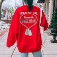 My Mom Is Brave Home Of The Free Proud Army Daughter Son Women's Oversized Sweatshirt Back Print Red