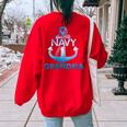 Proud Navy Grandma Lover Veterans Day Women's Oversized Sweatshirt Back Print Red