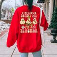 Retro Cute Halloween Ghost You Cant Scare Me Im A Teacher Halloween Ghost Women's Oversized Sweatshirt Back Print Red