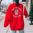 Shut Up Liver Youre Fine 4Th Of July Drinking Beer Vintage Drinking s Women's Oversized Sweatshirt Back Print Red