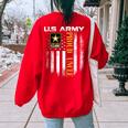 Vintage Us Army Proud Uncle With American Flag Women's Oversized Sweatshirt Back Print Red