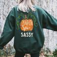 Sassy Pumkin Spice Fall Matching For Family Women's Oversized Sweatshirt Back Print Forest