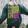 My Granddaughter Has Your Back Proud Army Nana Grandma Women's Oversized Sweatshirt Back Print Forest