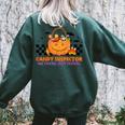 Vintage Trick Or Treat Halloween No Tricks Just Treats Candy Halloween Women's Oversized Sweatshirt Back Print Forest