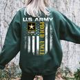Vintage Us Army Proud Uncle With American Flag Women's Oversized Sweatshirt Back Print Forest