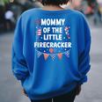 4Th Of July Birthday Mom Mommy Of The Little Firecracker Women's Oversized Sweatshirt Back Print Royal Blue
