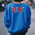 4Th Of July Mama And Mini Mommy And Me Matching Outfits Mommy Women's Oversized Sweatshirt Back Print Royal Blue
