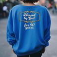 Blessed By God For 90 Years 90Th Birthday Vintage Women's Oversized Sweatshirt Back Print Royal Blue