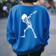 Dabbing Skeleton - Halloween Dab Skull Women Oversized Sweatshirt Back Print Royal Blue