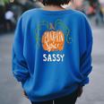 Sassy Pumkin Spice Fall Matching For Family Women's Oversized Sweatshirt Back Print Royal Blue