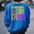 My Granddaughter Has Your Back Proud Army Nana Grandma Women's Oversized Sweatshirt Back Print Royal Blue