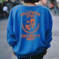 Halloween Town University Teacher Student Costume Women's Oversized Sweatshirt Back Print Royal Blue