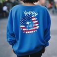 Happy 4Th Of July Vintage Sunflower American Flag Patriotic Patriotic Women's Oversized Sweatshirt Back Print Royal Blue