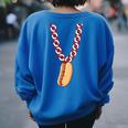 Hot Dog 4Th Of July Necklace Patriotic Food Lover Patriotic Women's Oversized Sweatshirt Back Print Royal Blue