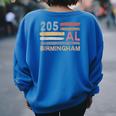Retro Birmingham Area Code 205 Residents State Alabama Women's Oversized Sweatshirt Back Print Royal Blue