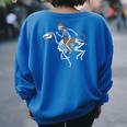 Skeleton Cowboy Riding Horse Halloween Rider Costume Men Women's Oversized Sweatshirt Back Print Royal Blue