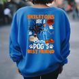 Skeletons Pug Is Friends Halloween Costume Women Oversized Sweatshirt Back Print Royal Blue