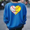 Softball Baseball Heart Mom Dad Women 2023 Women's Oversized Sweatshirt Back Print Royal Blue
